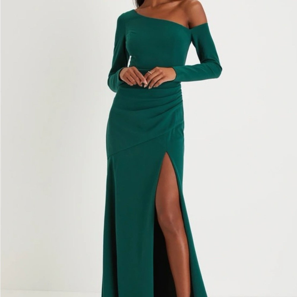 Lulu's Elegant Sensation Emerald Green Asymmetrical Dress